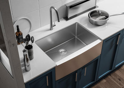 Elegant Furniture & Lighting - Montgomery Stainless Steel farmhouse kitchen sink L30 x W21 x H10in - SK30130 veiw 4