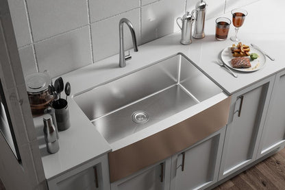 Elegant Furniture & Lighting - Montgomery Stainless Steel farmhouse kitchen sink L33 x W21 x H10in - SK30133 veiw 4