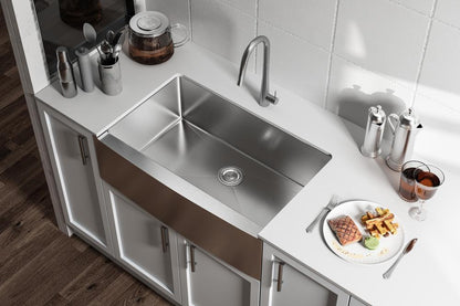 Elegant Furniture & Lighting - Montgomery Stainless Steel farmhouse kitchen sink L33 x W21 x H10in - SK30133 veiw 5