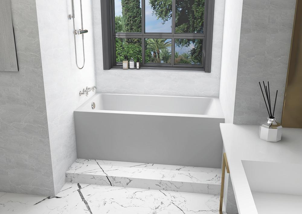 Elegant Furniture & Lighting - Niklaus Alcove soaking bathtub 30x60 inch left drain in glossy white - BT201-L3060GW veiw 3