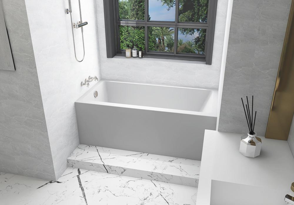 Elegant Furniture & Lighting - Niklaus Alcove soaking bathtub 30x60 inch left drain in glossy white - BT201-L3060GW veiw 4