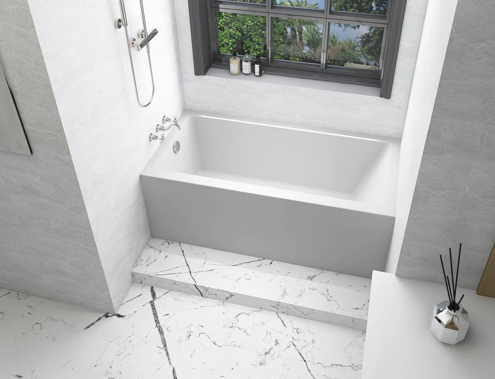 Elegant Furniture & Lighting - Niklaus Alcove soaking bathtub 30x60 inch left drain in glossy white - BT201-L3060GW veiw 5