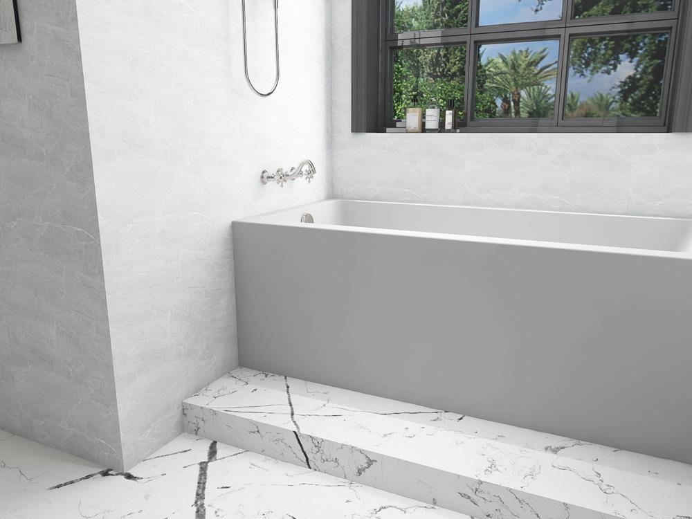 Elegant Furniture & Lighting - Niklaus Alcove soaking bathtub 30x60 inch left drain in glossy white - BT201-L3060GW veiw 6