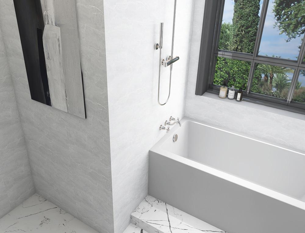 Elegant Furniture & Lighting - Niklaus Alcove soaking bathtub 30x60 inch left drain in glossy white - BT201-L3060GW veiw 7