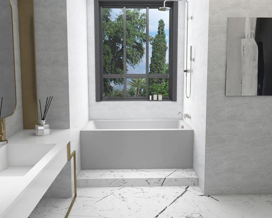 Elegant Furniture & Lighting - Niklaus Alcove soaking bathtub 30x60 inch right drain in glossy white - BT201-R3060GW veiw 2