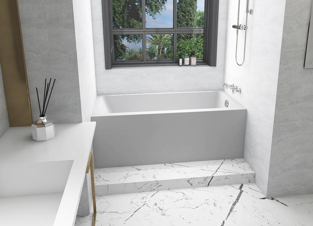 Elegant Furniture & Lighting - Niklaus Alcove soaking bathtub 30x60 inch right drain in glossy white - BT201-R3060GW veiw 3