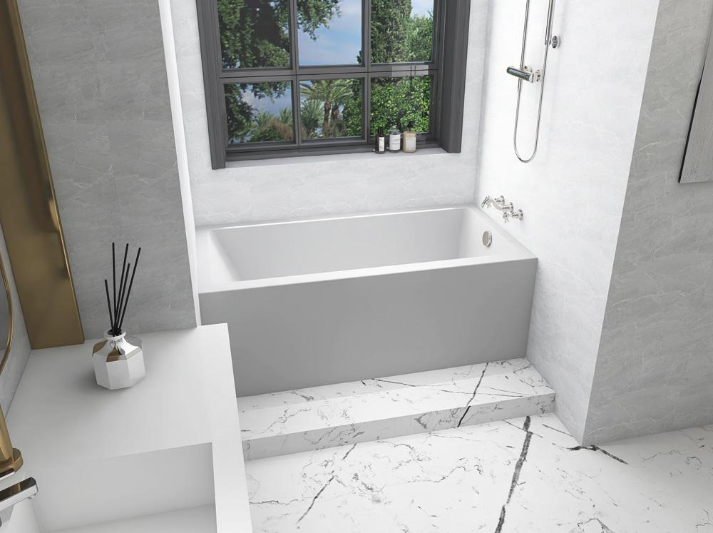 Elegant Furniture & Lighting - Niklaus Alcove soaking bathtub 30x60 inch right drain in glossy white - BT201-R3060GW veiw 4