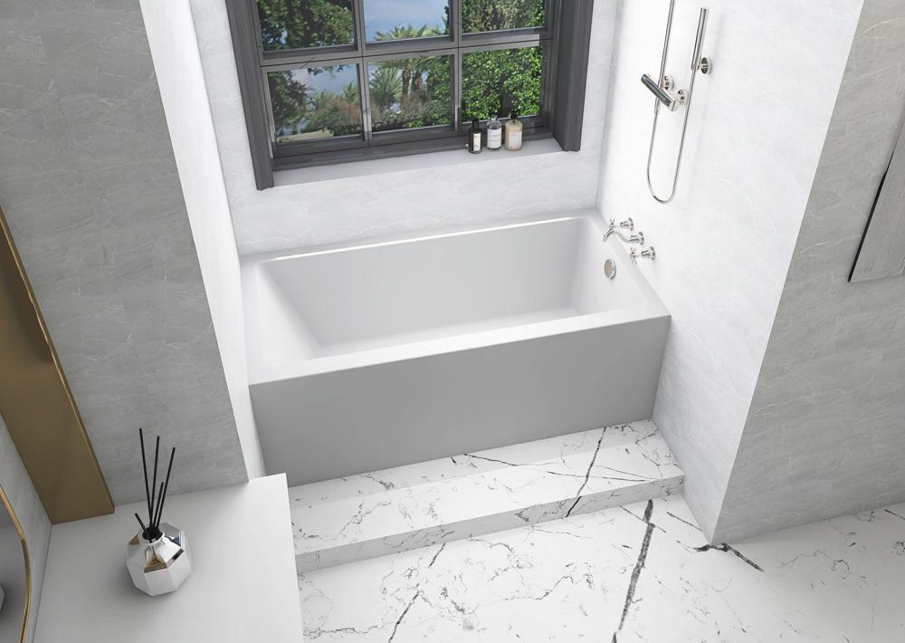 Elegant Furniture & Lighting - Niklaus Alcove soaking bathtub 30x60 inch right drain in glossy white - BT201-R3060GW veiw 5
