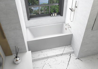 Elegant Furniture & Lighting - Niklaus Alcove soaking bathtub 30x60 inch right drain in glossy white - BT201-R3060GW veiw 5