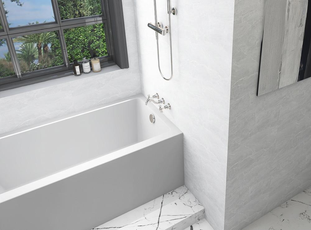 Elegant Furniture & Lighting - Niklaus Alcove soaking bathtub 30x60 inch right drain in glossy white - BT201-R3060GW veiw 7