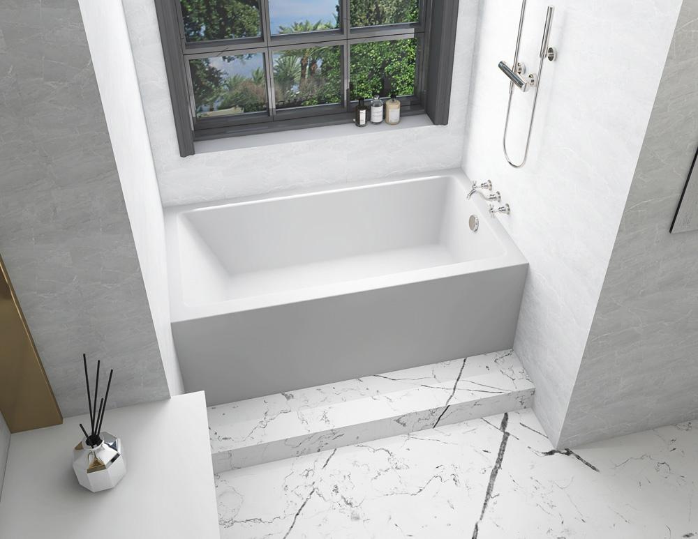 Elegant Furniture & Lighting - Niklaus Alcove soaking bathtub 32x60 inch right drain in glossy white - BT202-R3260GW view 4