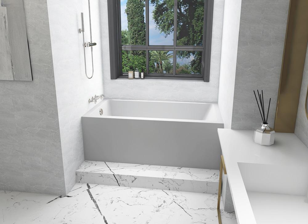 Elegant Furniture & Lighting - Niklaus Alcove soaking bathtub 32x60 inch left drain in glossy white - BT202-L3260GW veiw 3