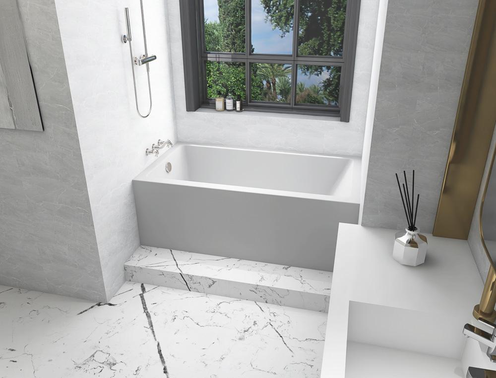Elegant Furniture & Lighting - Niklaus Alcove soaking bathtub 32x60 inch left drain in glossy white - BT202-L3260GW veiw 4