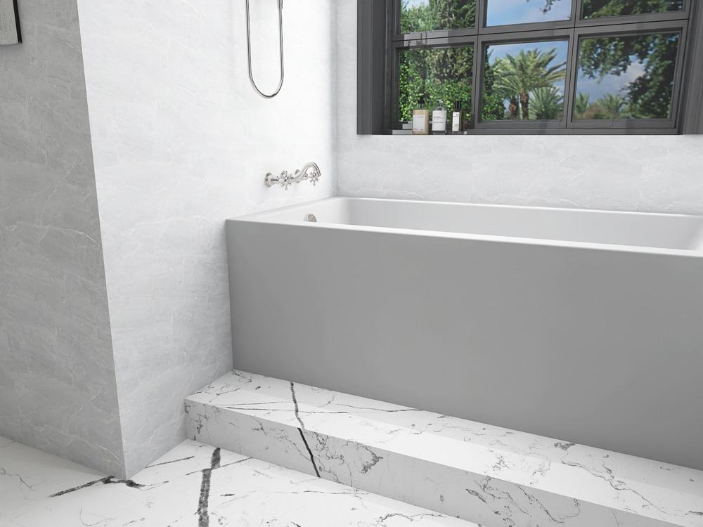 Elegant Furniture & Lighting - Niklaus Alcove soaking bathtub 32x60 inch left drain in glossy white - BT202-L3260GW veiw 6