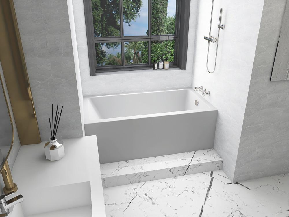 Elegant Furniture & Lighting - Niklaus Alcove soaking bathtub 32x60 inch right drain in glossy white - BT202-R3260GW veiw 3
