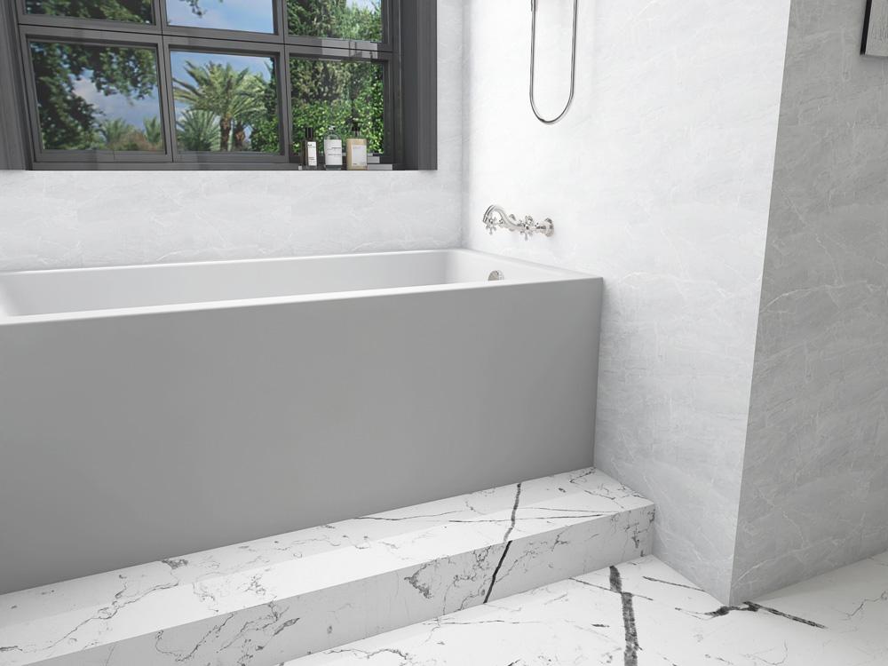 Elegant Furniture & Lighting - Niklaus Alcove soaking bathtub 32x60 inch right drain in glossy white - BT202-R3260GW veiw 5