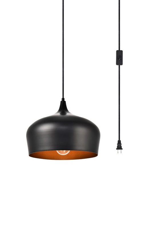 Elegant Furniture & Lighting - Nora 1 Light Black plug-in pendant - LDPG2003 view 2