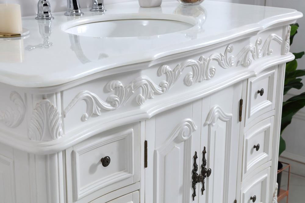 Elegant Furniture & Lighting - Oakland 42 inch Single Bathroom vanity in antique white with ivory white engineered marble - VF38842AW-VW veiw 5