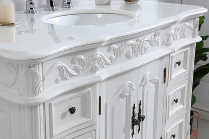Elegant Furniture & Lighting - Oakland 42 inch Single Bathroom vanity in antique white with ivory white engineered marble - VF38842AW-VW veiw 5