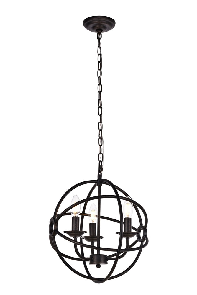 Elegant Furniture & Lighting - Octavia Pendant D14 H15 Lt:3 Dark brown Finish - LD4006D14DB veiw 1
