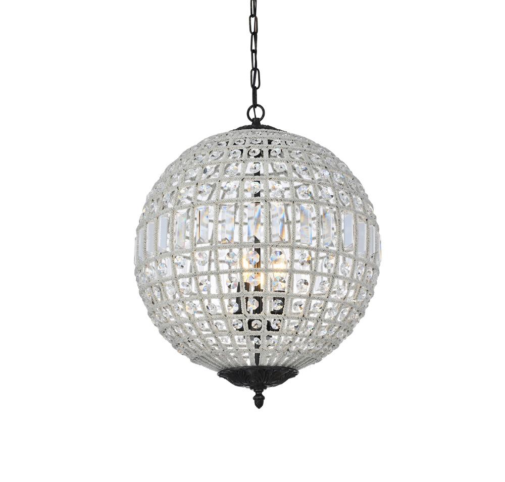 Elegant Furniture & Lighting - Olivia 3 light Dark Bronze Pendant Clear Royal Cut Crystal - 1205D18DB/RC veiw 1