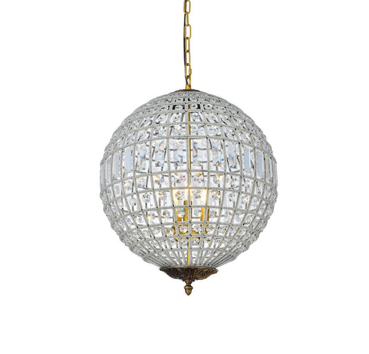 Elegant Furniture & Lighting - Olivia 3 light French Gold Pendant Clear Royal Cut Crystal - 1205D18FG/RC veiw 1