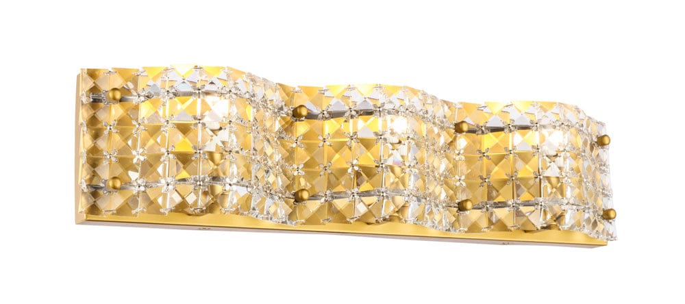 Elegant Furniture & Lighting - Ollie 3 light Brass and Clear Crystals wall sconce - LD7016BR view 3
