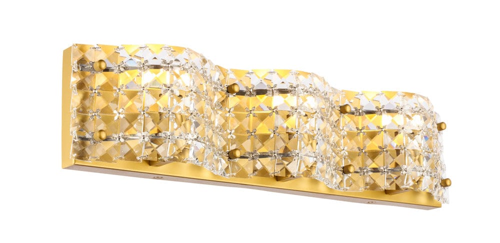 Elegant Furniture & Lighting - Ollie 3 light Brass and Clear Crystals wall sconce - LD7016BR view 5