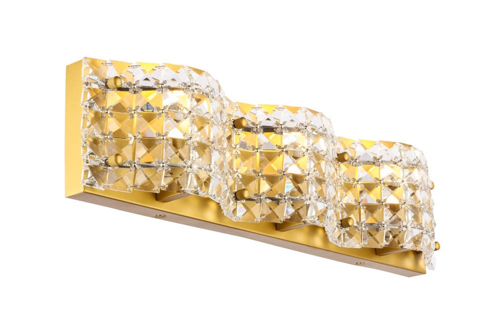 Elegant Furniture & Lighting - Ollie 3 light Brass and Clear Crystals wall sconce - LD7016BR view 6