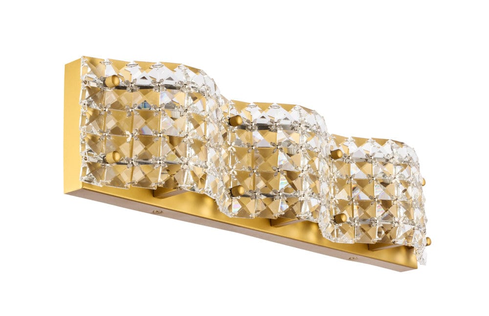 Elegant Furniture & Lighting - Ollie 3 light Brass and Clear Crystals wall sconce - LD7016BR view 7