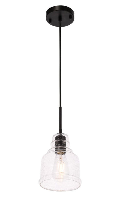 Elegant Furniture & Lighting - Pierce 1 light Black and Clear seeded glass pendant - LD6195BK view 4