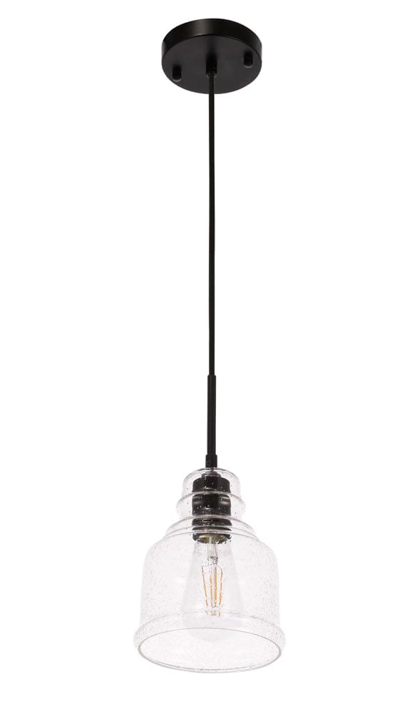 Elegant Furniture & Lighting - Pierce 1 light Black and Clear seeded glass pendant - LD6195BK view 5