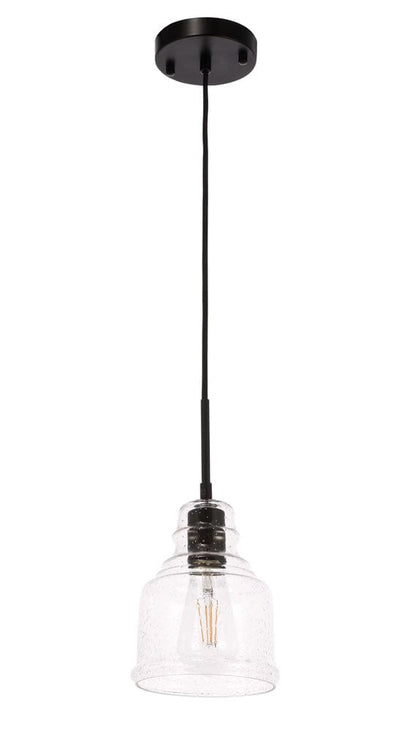 Elegant Furniture & Lighting - Pierce 1 light Black and Clear seeded glass pendant - LD6195BK view 6