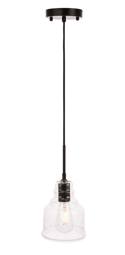 Elegant Furniture & Lighting - Pierce 1 light Black and Clear seeded glass pendant - LD6195BK view 7