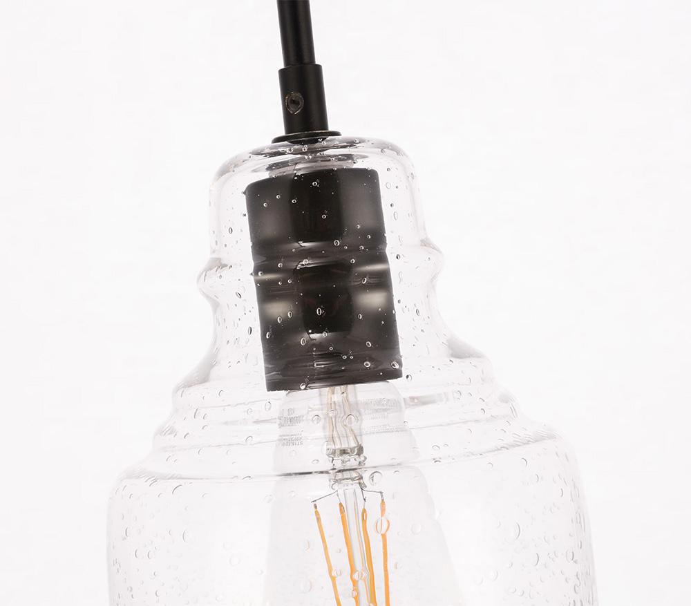 Elegant Furniture & Lighting - Pierce 1 light Black and Clear seeded glass pendant - LD6195BK view 9