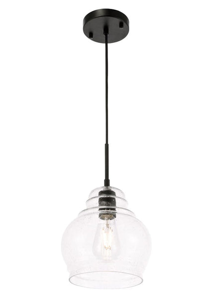 Elegant Furniture & Lighting - Pierce 1 light Black and Clear seeded glass pendant - LD6198BK view 8