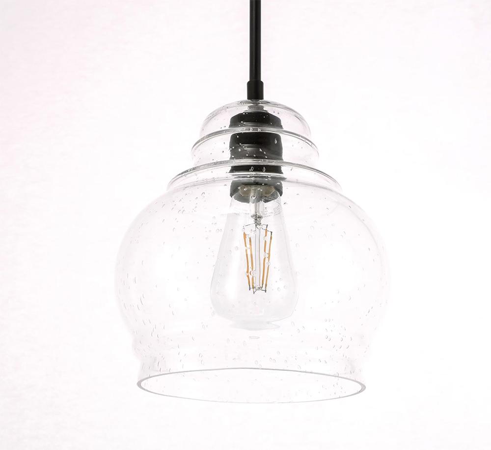 Elegant Furniture & Lighting - Pierce 1 light Black and Clear seeded glass pendant - LD6198BK view 10