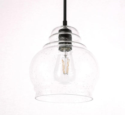 Elegant Furniture & Lighting - Pierce 1 light Black and Clear seeded glass pendant - LD6198BK view 10