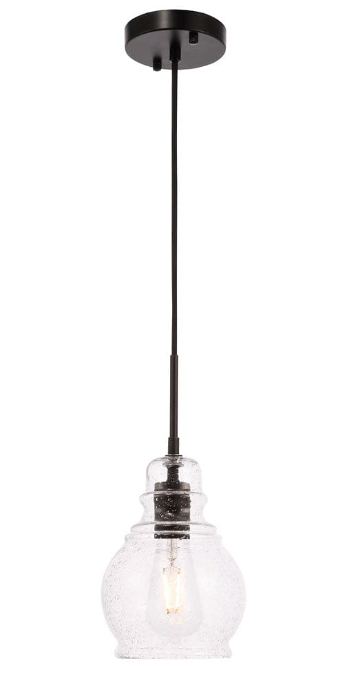 Elegant Furniture & Lighting - Pierce 1 light Black and Clear seeded glass pendant - LD6201BK view 2