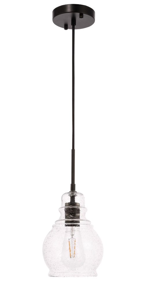 Elegant Furniture & Lighting - Pierce 1 light Black and Clear seeded glass pendant - LD6201BK view 3