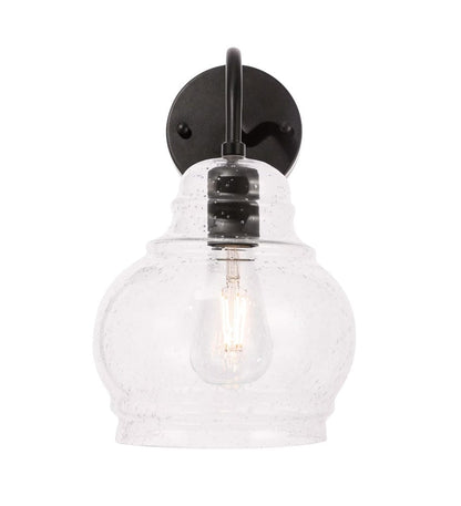 Elegant Furniture & Lighting - Pierce 1 light Black and Clear seeded glass wall sconce - LD6192BK view 7
