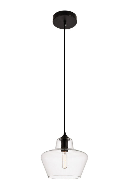 Elegant Furniture & Lighting - Placido Pendant D9.8 H9.3 Lt:1 Black and Clear Finish - LDPD2118 veiw 1