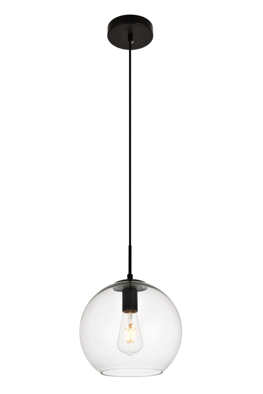 Elegant Furniture & Lighting - Placido Pendant D9.8 H9.8 Lt:1 Black and Clear Finish - LDPD2113 veiw 1