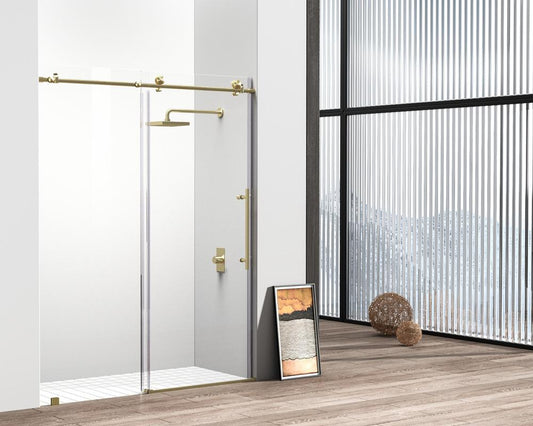 Elegant Furniture & Lighting - Raleigh Frameless shower door 60 x 76 Brushed Gold - SD101-6076BGD view 2
