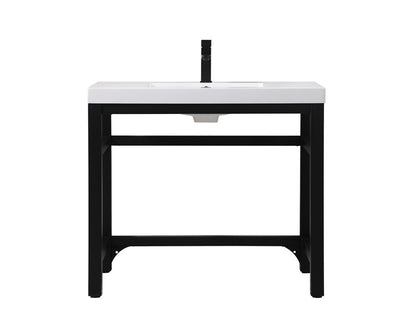 Elegant Furniture & Lighting - Raya 36 inch ADA compliant Single bathroom metal vanity in black - VF14536BK view 1