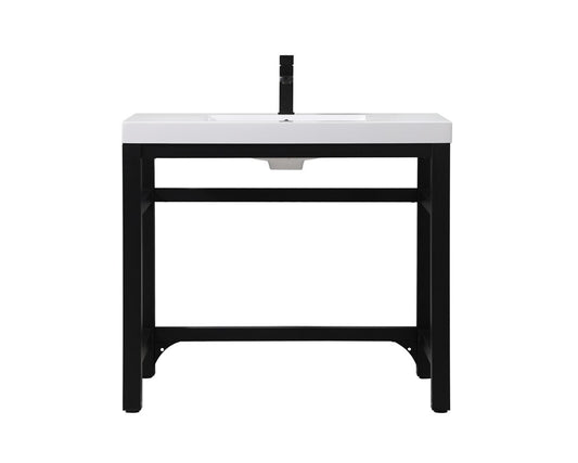 Elegant Furniture & Lighting - Raya 36 inch ADA compliant Single bathroom metal vanity in black - VF14536BK view 1
