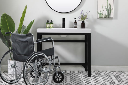 Elegant Furniture & Lighting - Raya 36 inch ADA compliant Single bathroom metal vanity in black - VF14536BK view 2
