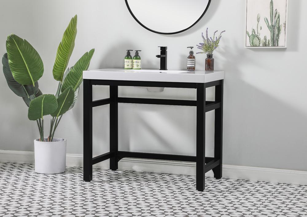 Elegant Furniture & Lighting - Raya 36 inch ADA compliant Single bathroom metal vanity in black - VF14536BK view 3