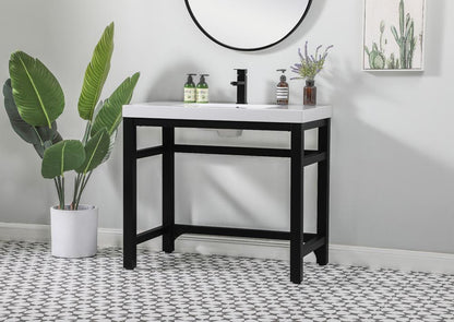 Elegant Furniture & Lighting - Raya 36 inch ADA compliant Single bathroom metal vanity in black - VF14536BK view 3