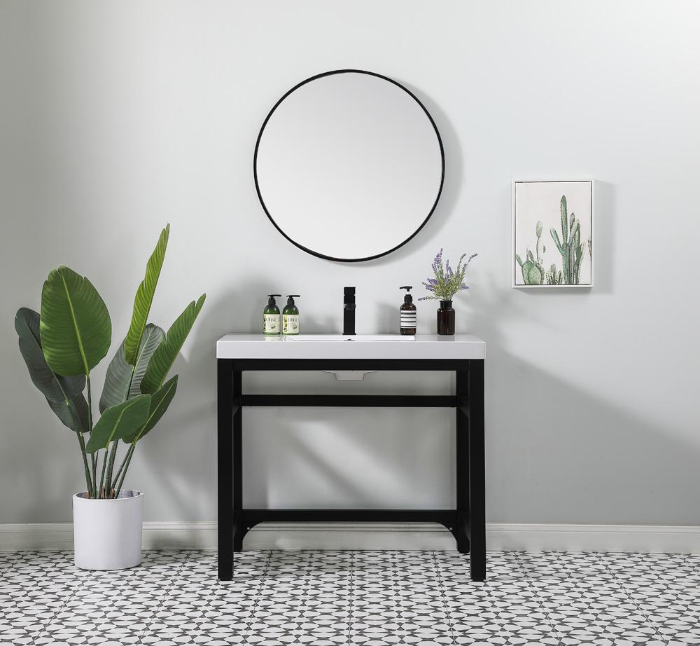 Elegant Furniture & Lighting - Raya 36 inch ADA compliant Single bathroom metal vanity in black - VF14536BK view 4